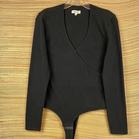 Madewell Wrap Thong Bodysuit in True Black Size L - Picture 6 of 12